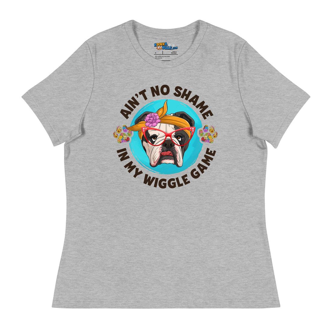 "Ain’t No Shame in My Wiggle Game" - Floral Female English Bulldog Women’s Tee