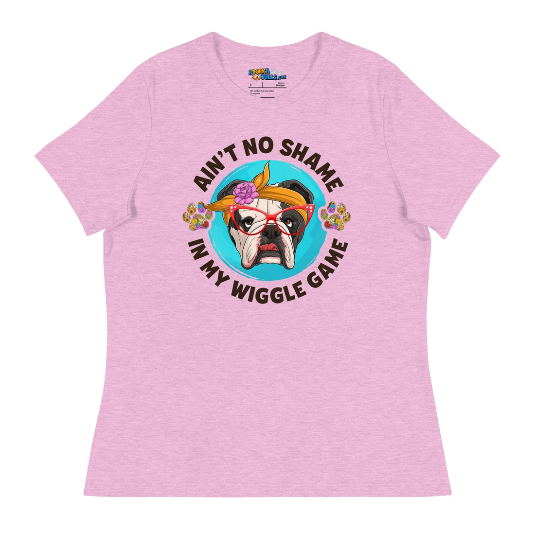 &quot;Ain’t No Shame in My Wiggle Game&quot; - Floral Female English Bulldog Women’s Tee