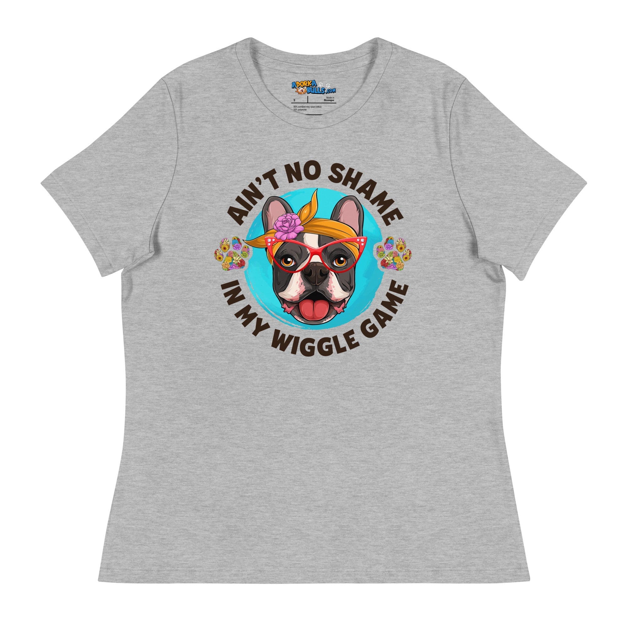 &quot;Ain’t No Shame in My Wiggle Game&quot; - Floral Female Frenchie Women’s Tee