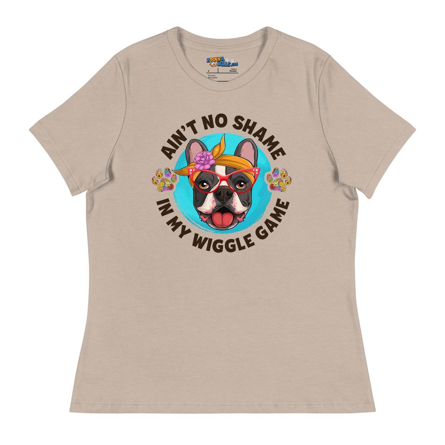 &quot;Ain’t No Shame in My Wiggle Game&quot; - Floral Female Frenchie Women’s Tee