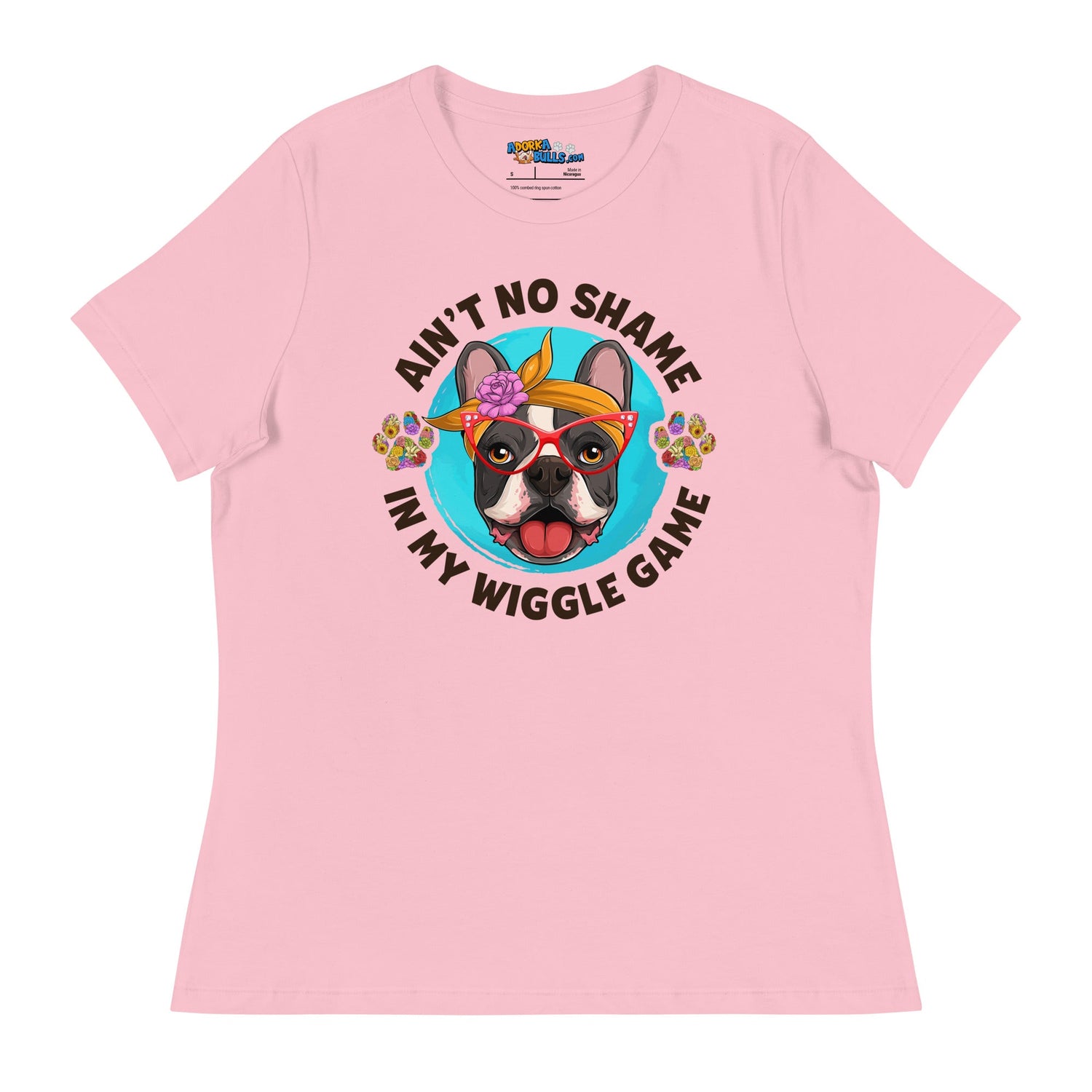 &quot;Ain’t No Shame in My Wiggle Game&quot; - Floral Female Frenchie Women’s Tee