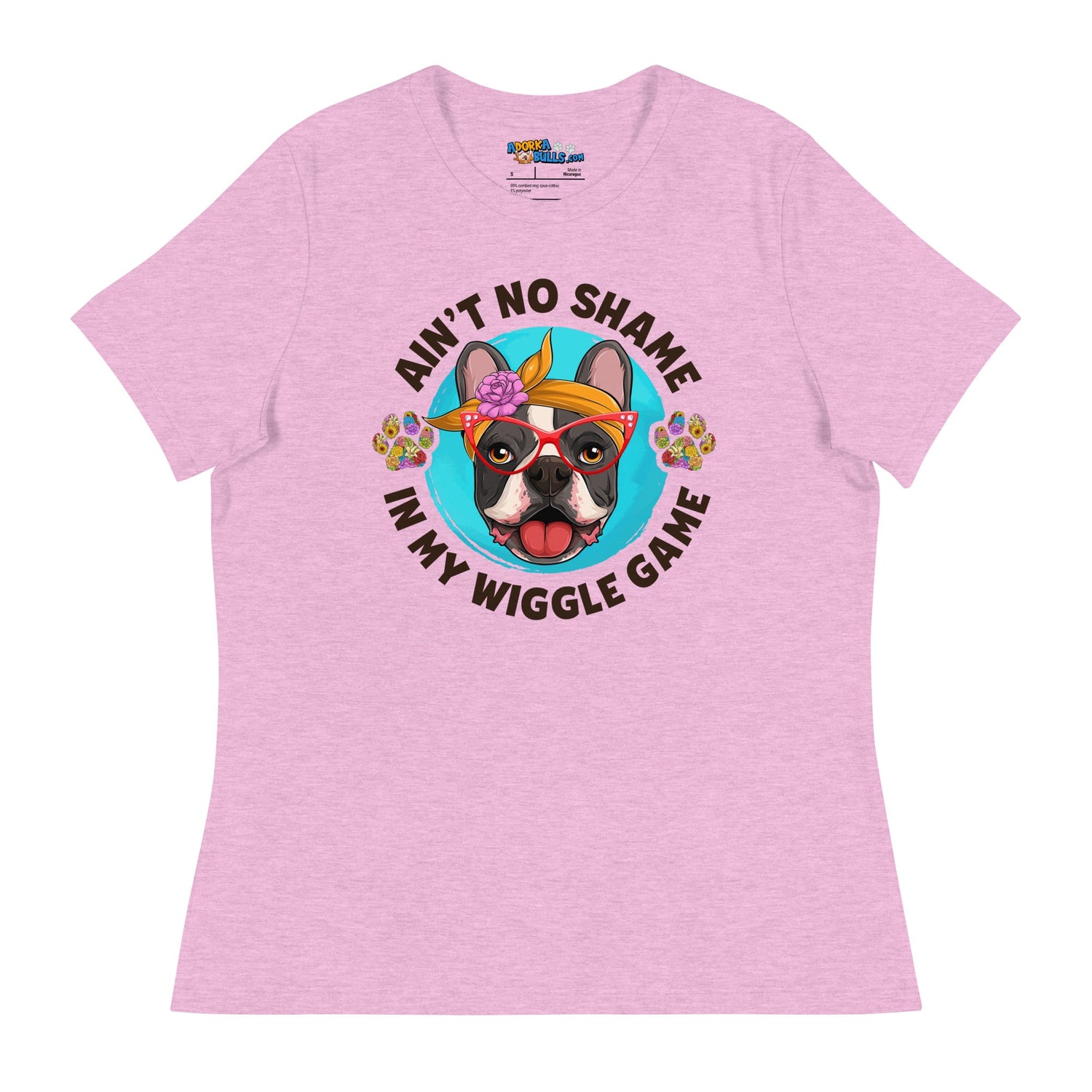 &quot;Ain’t No Shame in My Wiggle Game&quot; - Floral Female Frenchie Women’s Tee