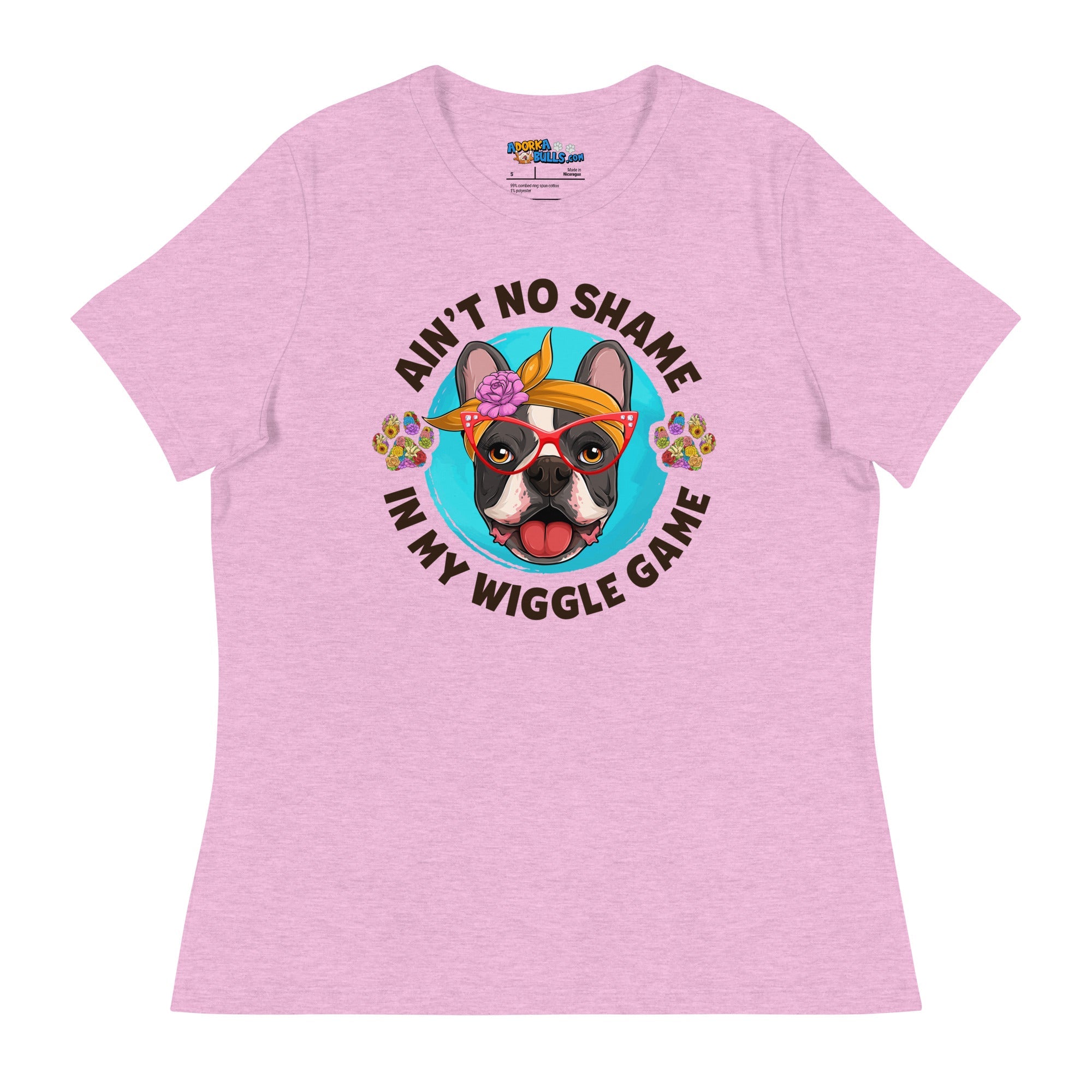 &quot;Ain’t No Shame in My Wiggle Game&quot; - Floral Female Frenchie Women’s Tee