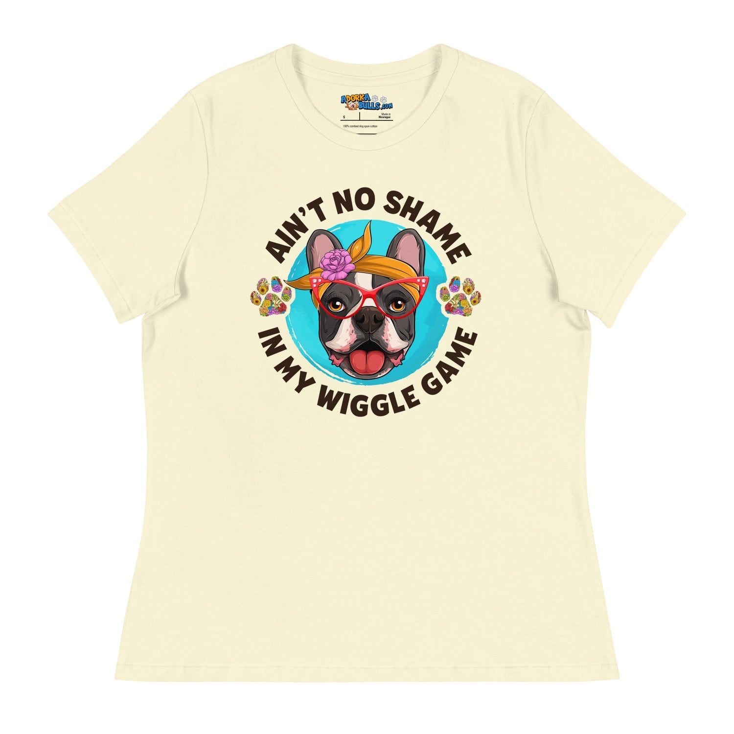 &quot;Ain’t No Shame in My Wiggle Game&quot; - Floral Female Frenchie Women’s Tee