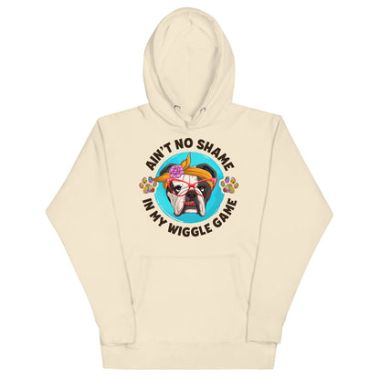 &quot;Ain’t No Shame in My Wiggle Game&quot; Hoodie Female English Bulldog Unisex Hoodie