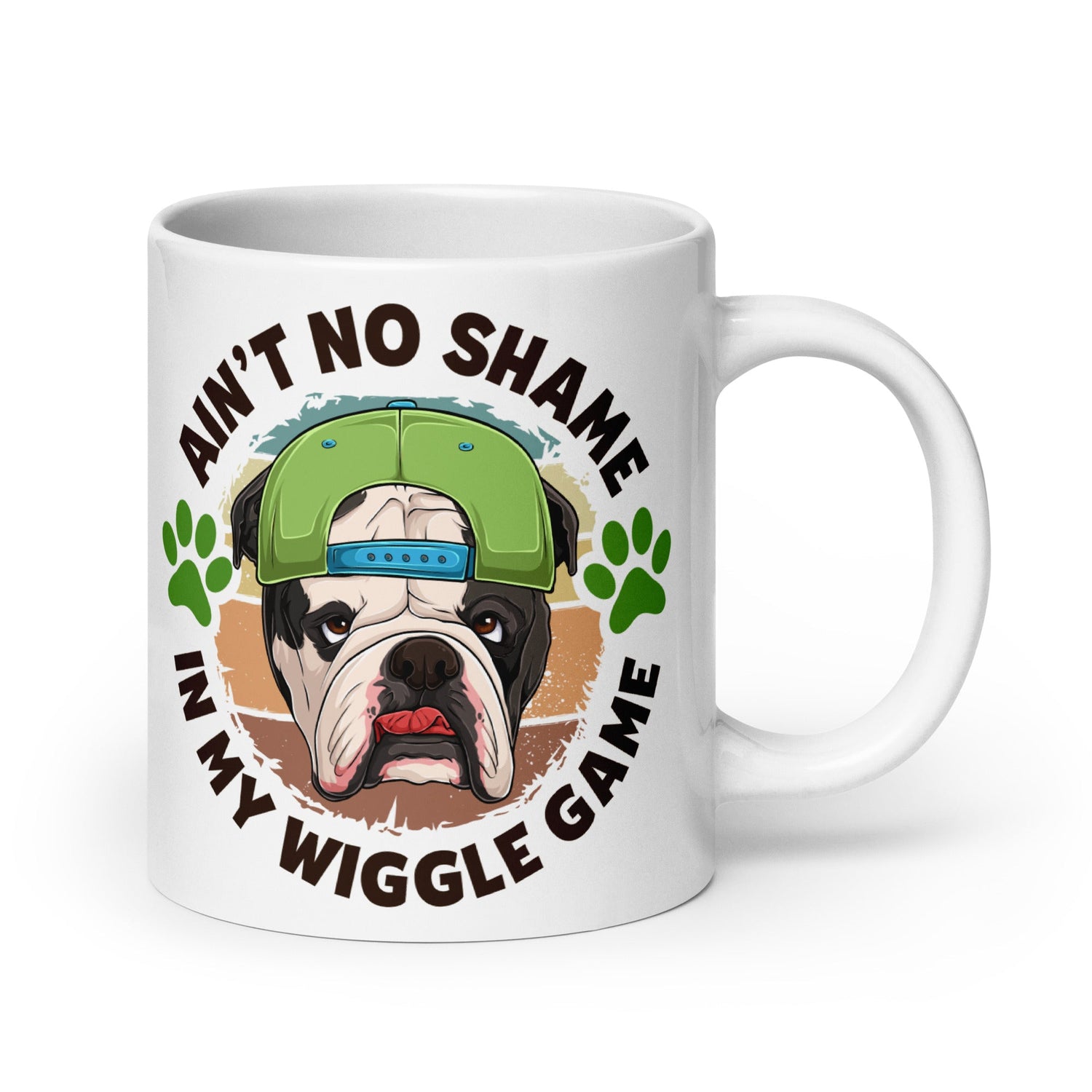 &quot;Ain’t No Shame in My Wiggle Game&quot; Male English Bulldog Mug