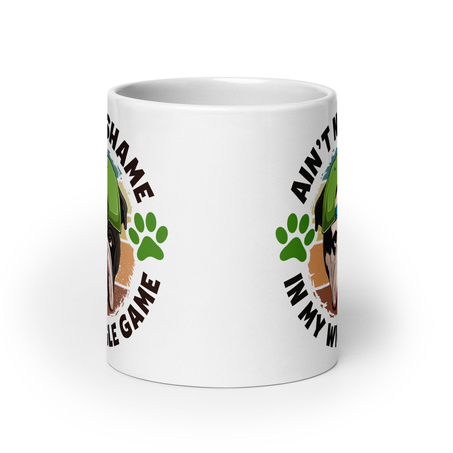 &quot;Ain’t No Shame in My Wiggle Game&quot; Male English Bulldog Mug