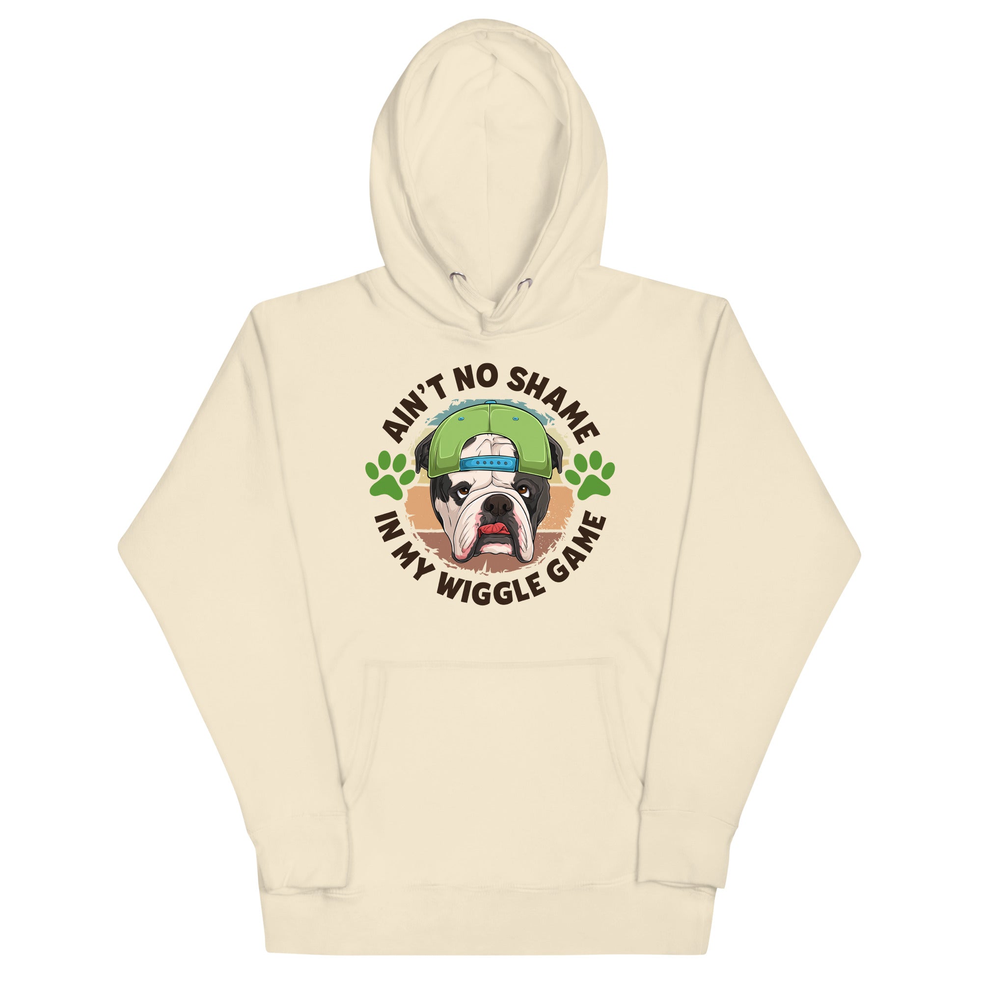 &quot;Ain’t No Shame in My Wiggle Game&quot; Male English Bulldog Unisex Hoodie