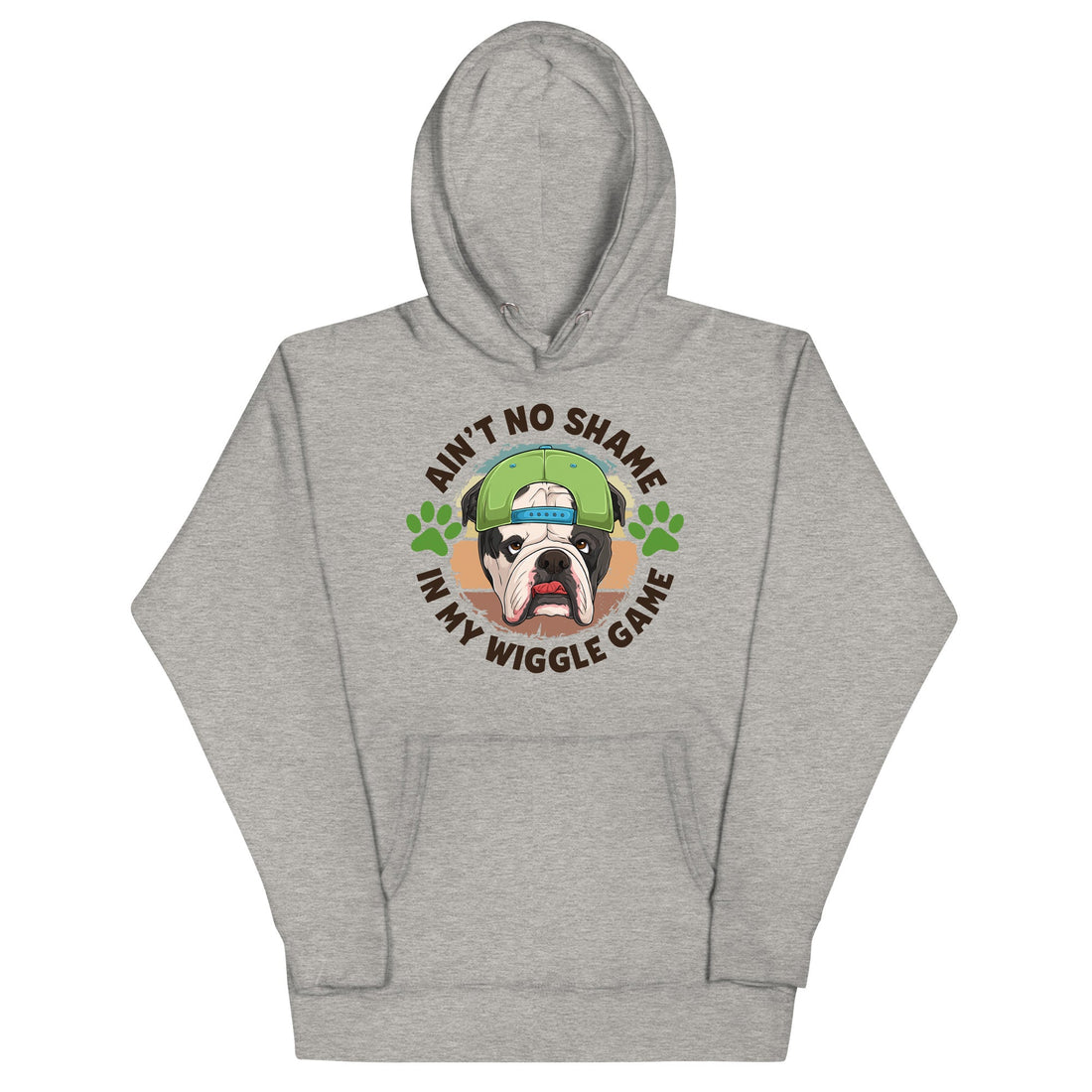 "Ain’t No Shame in My Wiggle Game" Male English Bulldog Unisex Hoodie