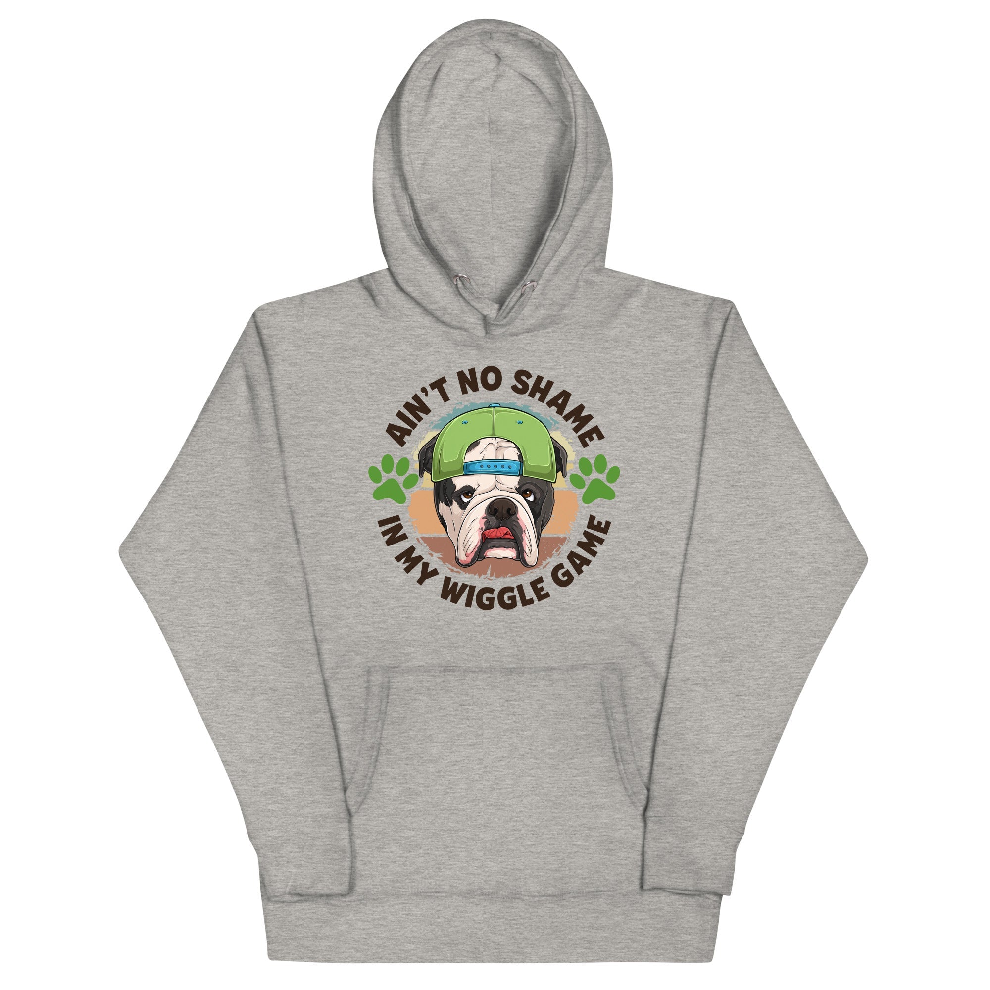 &quot;Ain’t No Shame in My Wiggle Game&quot; Male English Bulldog Unisex Hoodie