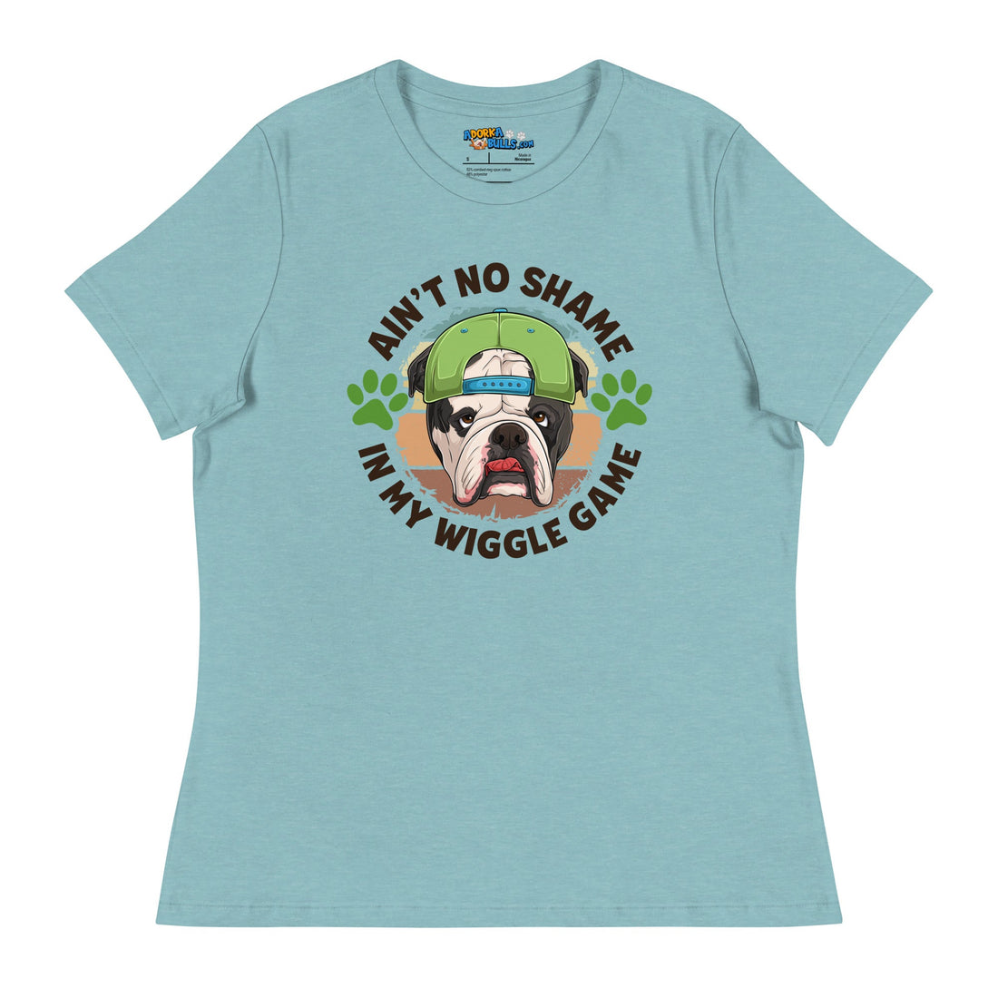 "Ain’t No Shame in My Wiggle Game" Male English Bulldog Women’s Tee