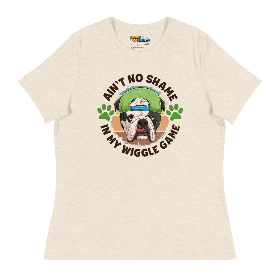 "Ain’t No Shame in My Wiggle Game" Male English Bulldog Women’s Tee