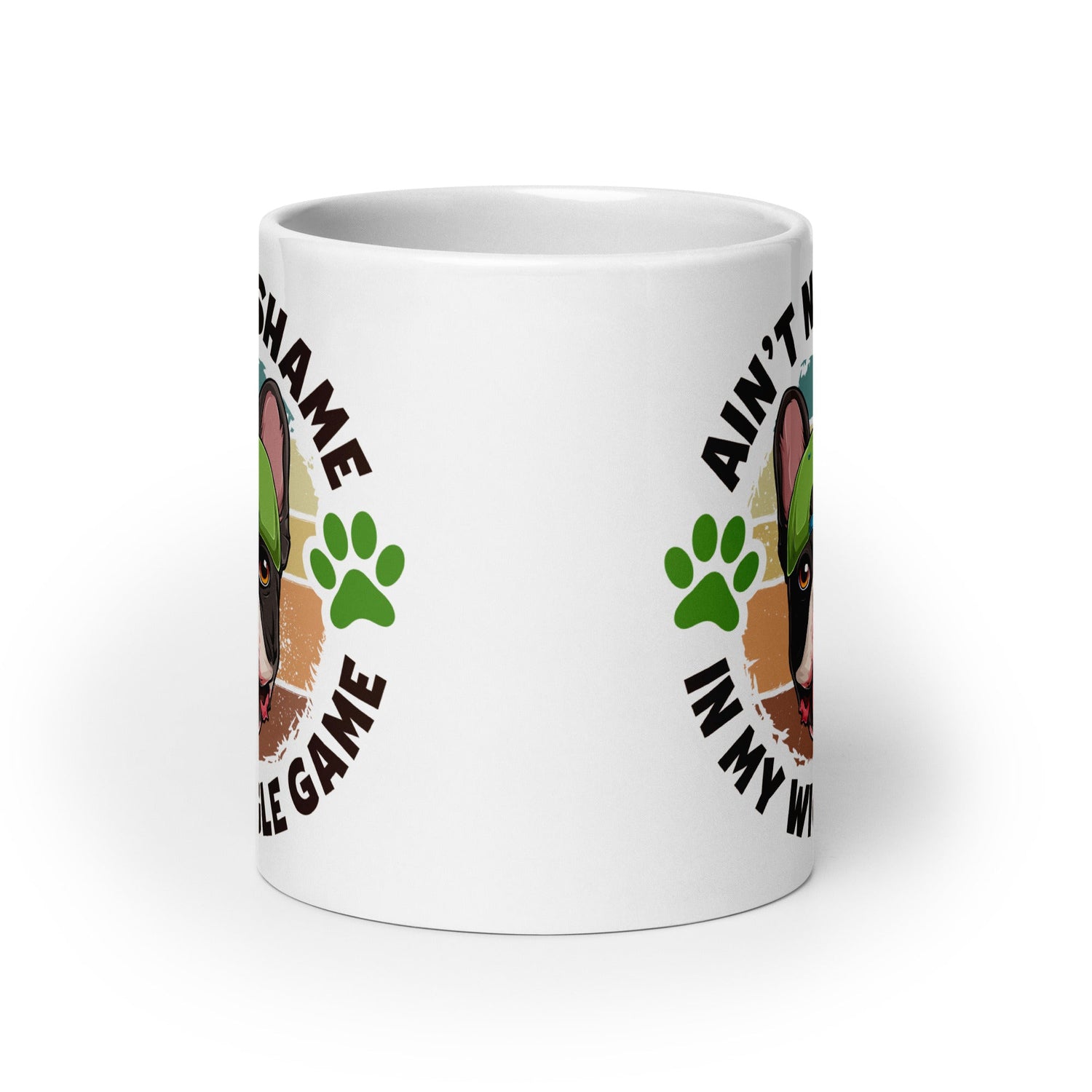 &quot;Ain’t No Shame in My Wiggle Game&quot; Male French Bulldog Mug