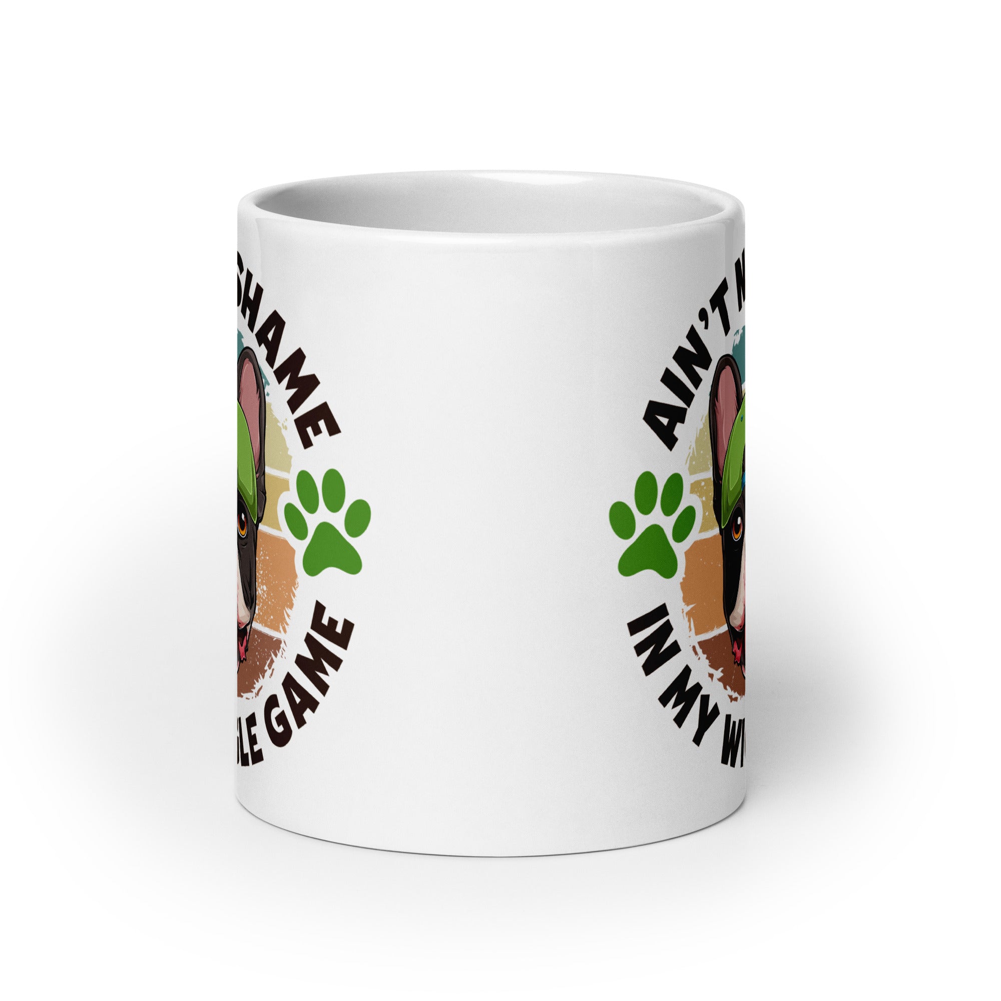 &quot;Ain’t No Shame in My Wiggle Game&quot; Male French Bulldog Mug