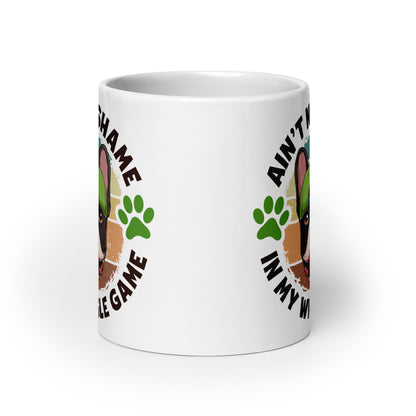 &quot;Ain’t No Shame in My Wiggle Game&quot; Male French Bulldog Mug