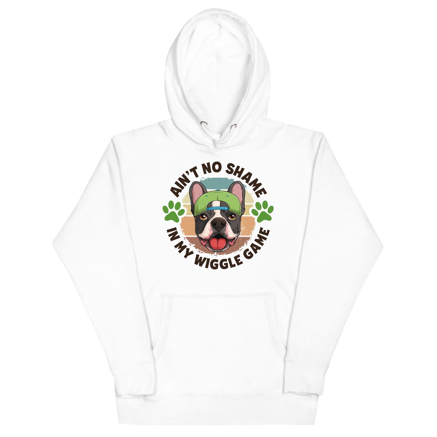 &quot;Ain’t No Shame in My Wiggle Game&quot; Male Frenchie Unisex Hoodie