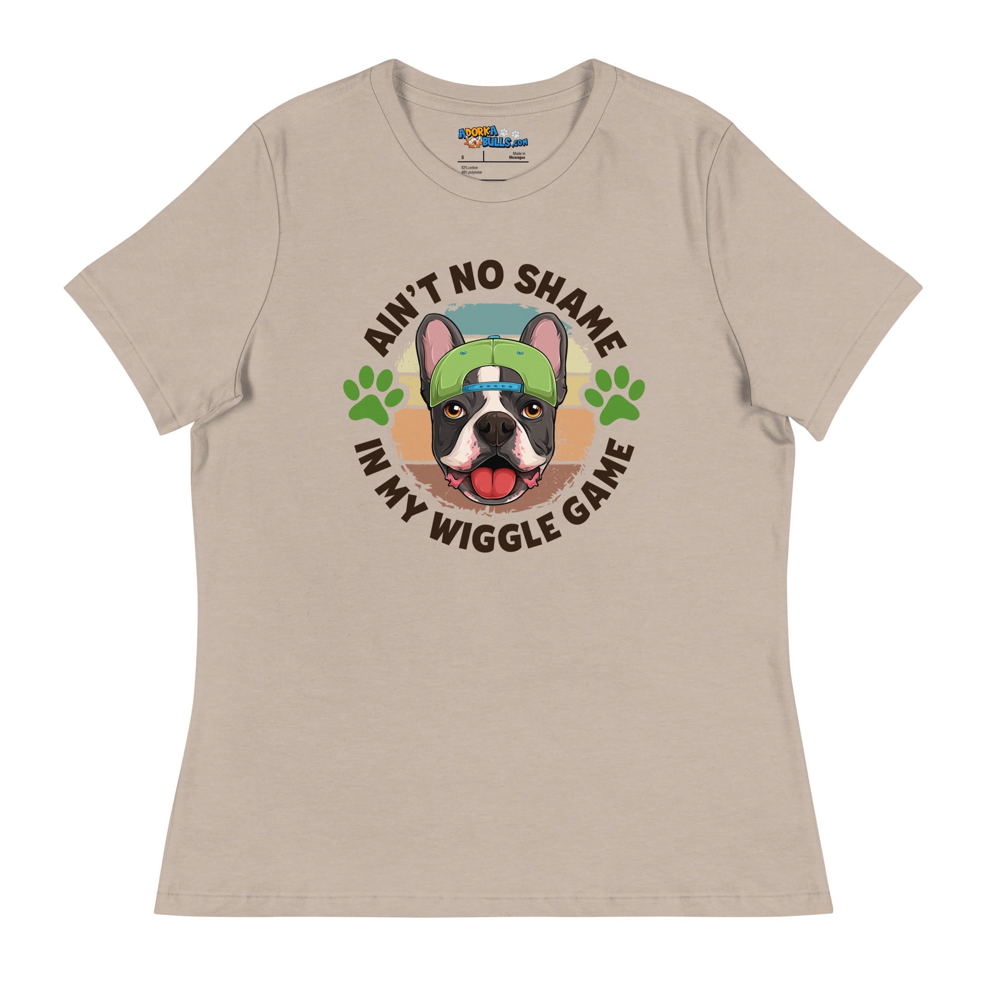 &quot;Ain’t No Shame in My Wiggle Game&quot; Male Frenchie Women’s Tee