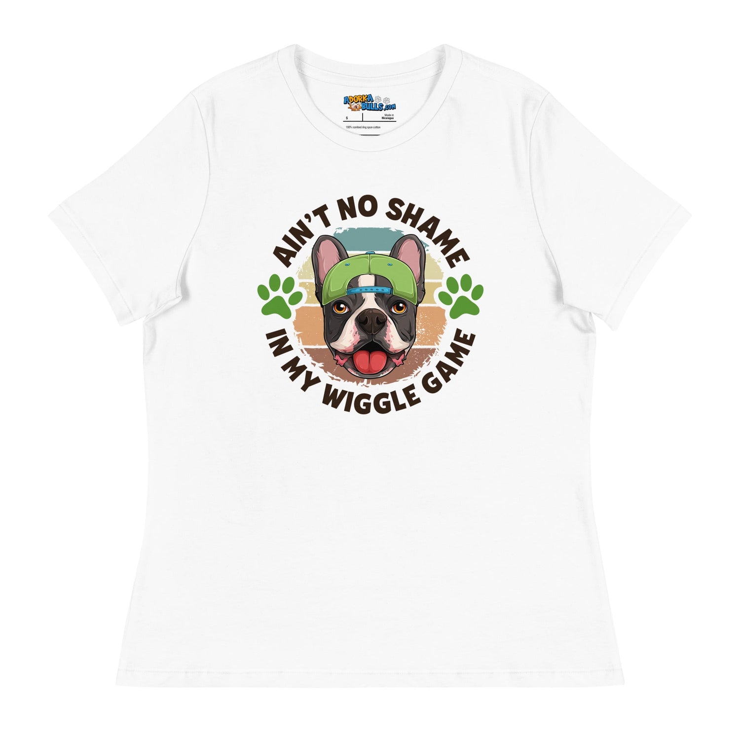 &quot;Ain’t No Shame in My Wiggle Game&quot; Male Frenchie Women’s Tee