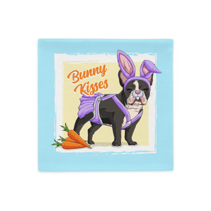 Purple &quot;Bunny Kisses&quot; Female Frenchie Pillow Case | B&amp;W Colored