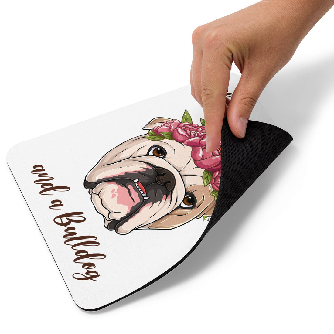 "All You Need Is Love And A Bulldog" Mouse Pad | Fawn & White Colored