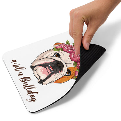 &quot;All You Need Is Love And A Bulldog&quot; Mouse Pad | Red &amp; White Colored