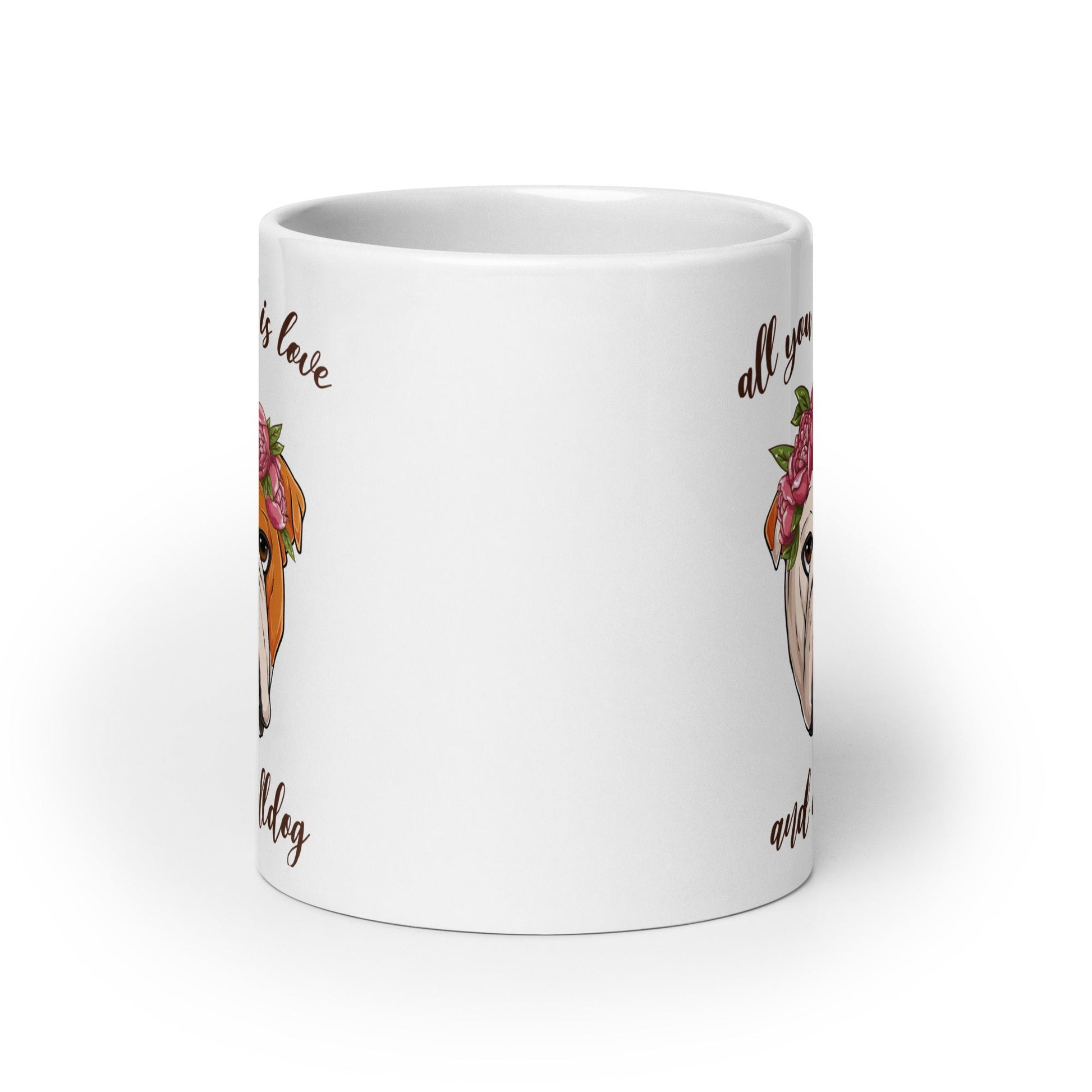 "All You Need Is Love and a Bulldog" Mug | Red & White Colored