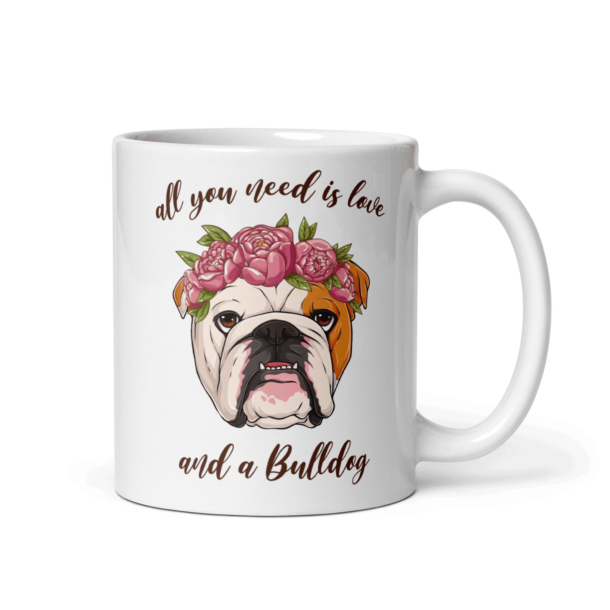 "All You Need Is Love and a Bulldog" Mug | Red & White Colored