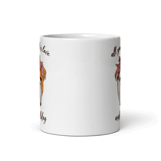 "All You Need Is Love and a Bulldog" Mug | Red & White Colored