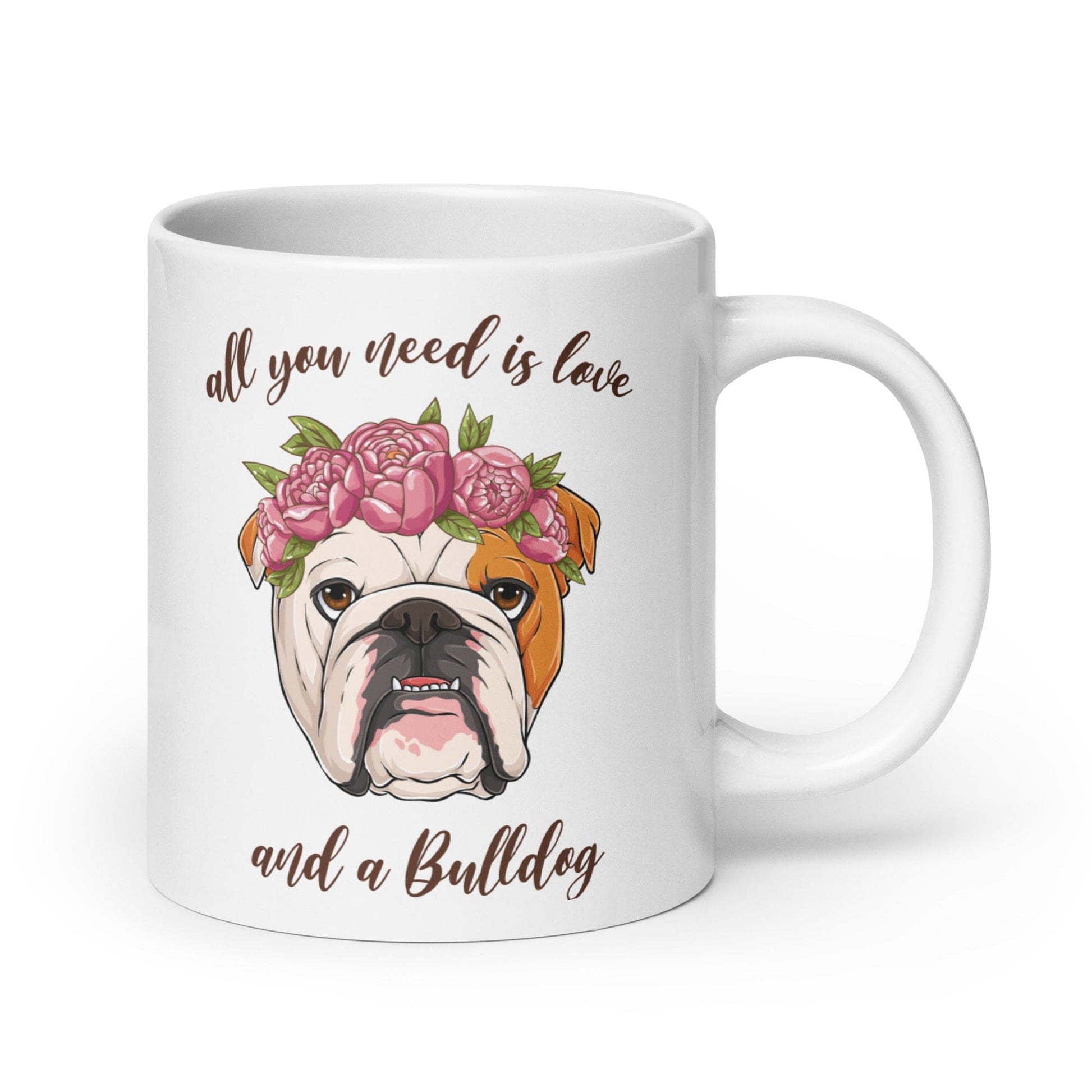 "All You Need Is Love and a Bulldog" Mug | Red & White Colored