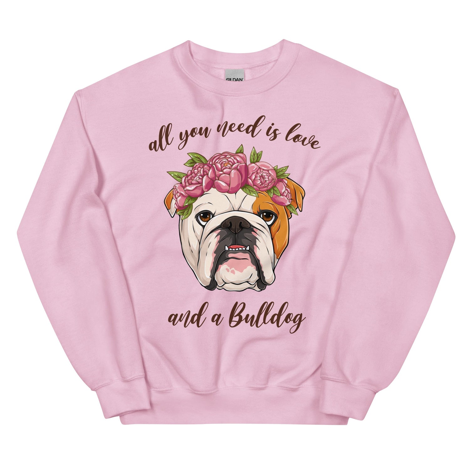 "All You Need Is Love and a Bulldog" Sweatshirt | Red &amp; White Colored