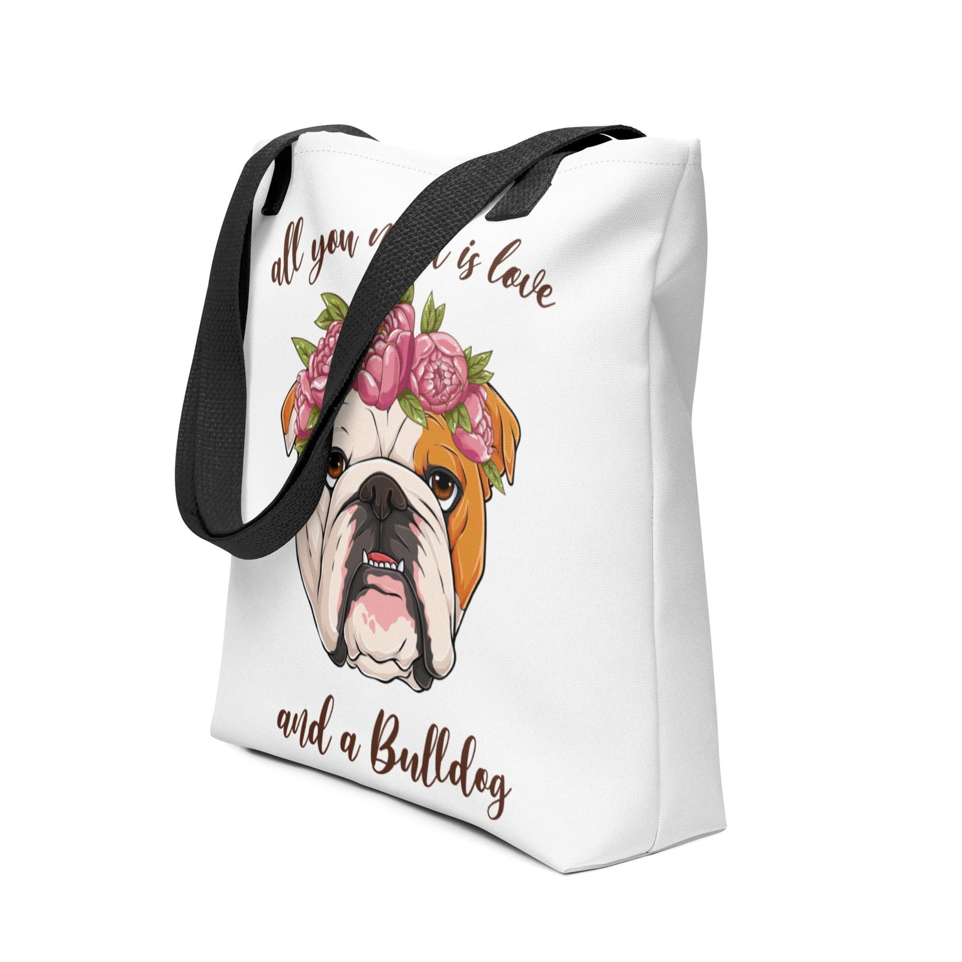 "All You Need Is Love and a Bulldog" Tote Bag | Red & White Colored