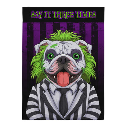 BeetleBullie English Bulldog Garden Flag – Say It Three Times