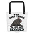 "Best Things in Life are Rescued" French Bulldog Tote Bag | B&W Colored