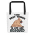 "Best Things in Life are Rescued" French Bulldog Tote Bag | Fawn & White Colored