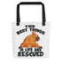 "Best Things in Life are Rescued" French Bulldog Tote Bag | Red & White Colored
