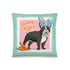 Blue "Bunny Kisses" Male French Bulldog Throw Pillow | B&W Colored