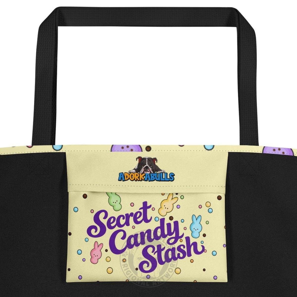 Blue "Peep’n Ain’t Easy" Male Bulldog Tote Bag with Pocket | B&amp;W Colored