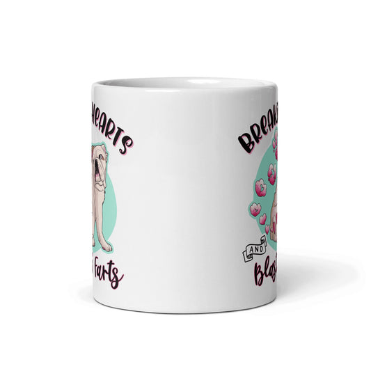 "Breakin' Hearts and Blastin' Farts" English Bulldog Mug