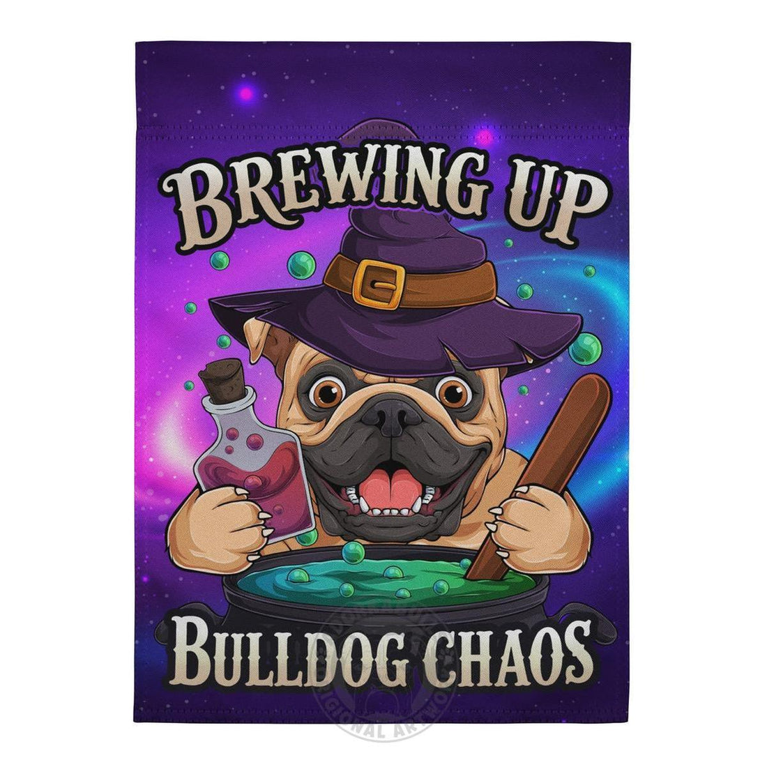 Brewing Up Bulldog Chaos English Bulldog Garden Flag