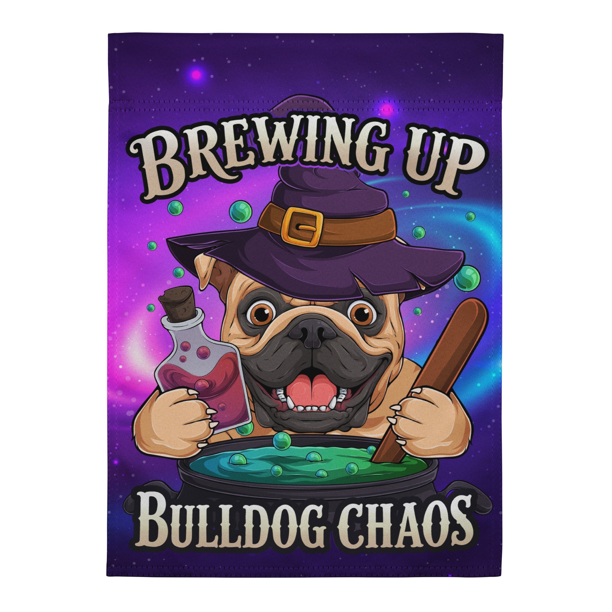 Brewing Up Bulldog Chaos English Bulldog Garden Flag