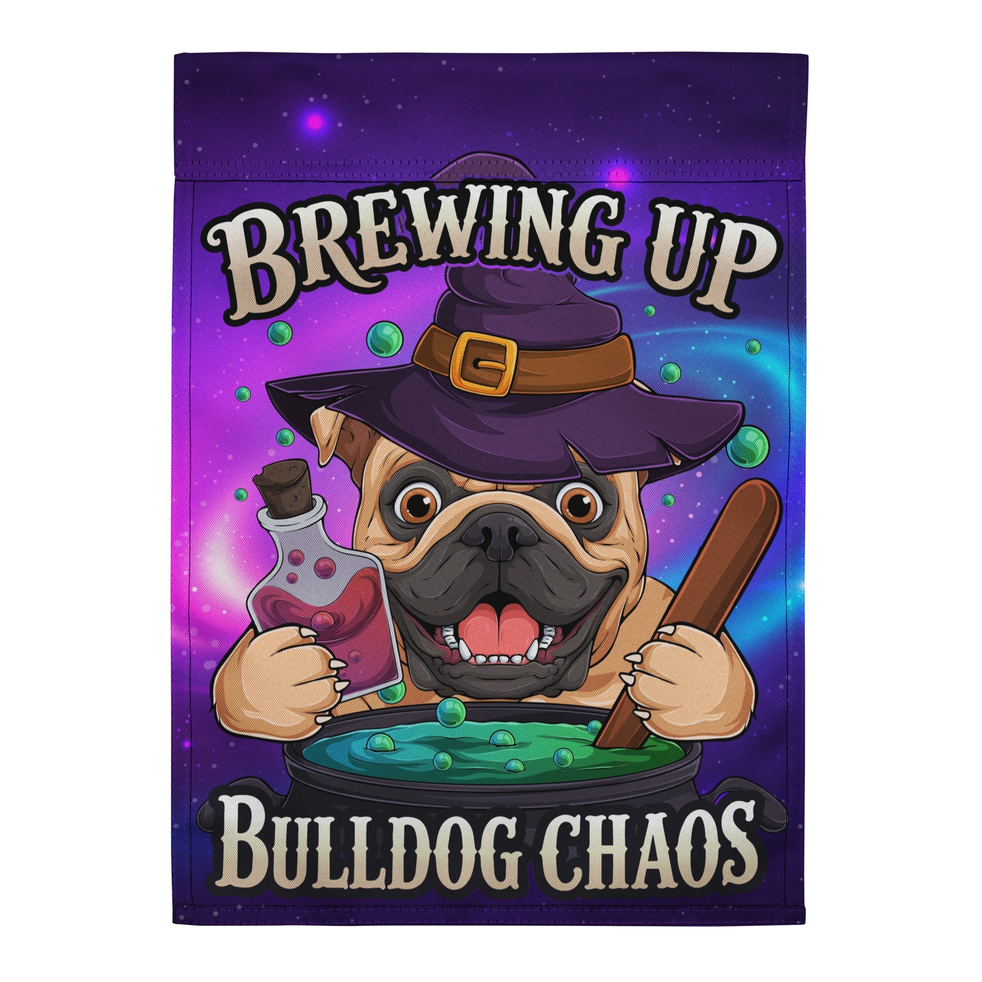 Brewing Up Bulldog Chaos English Bulldog Garden Flag