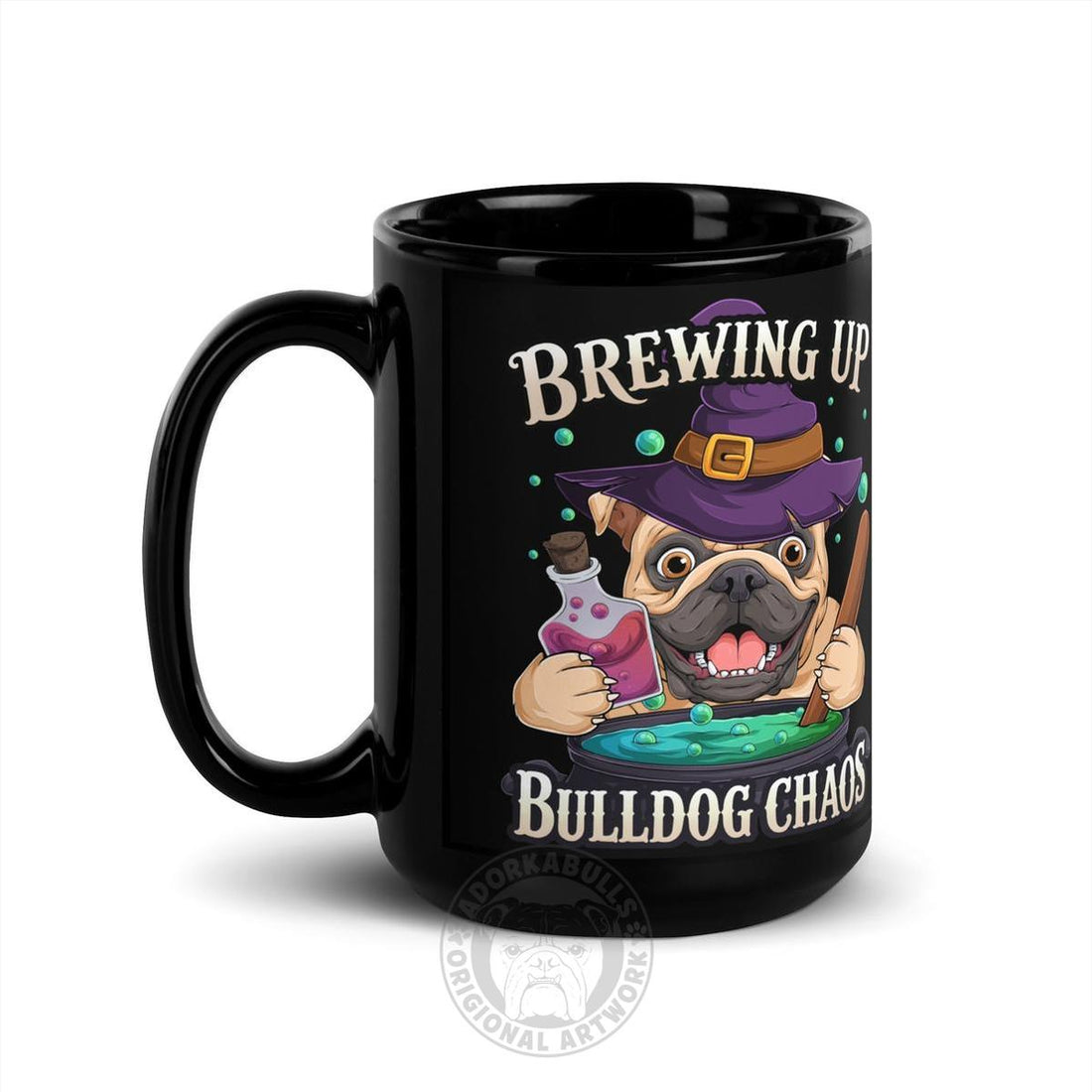 Brewing Up Bulldog Chaos English Bulldog Mug (15oz)