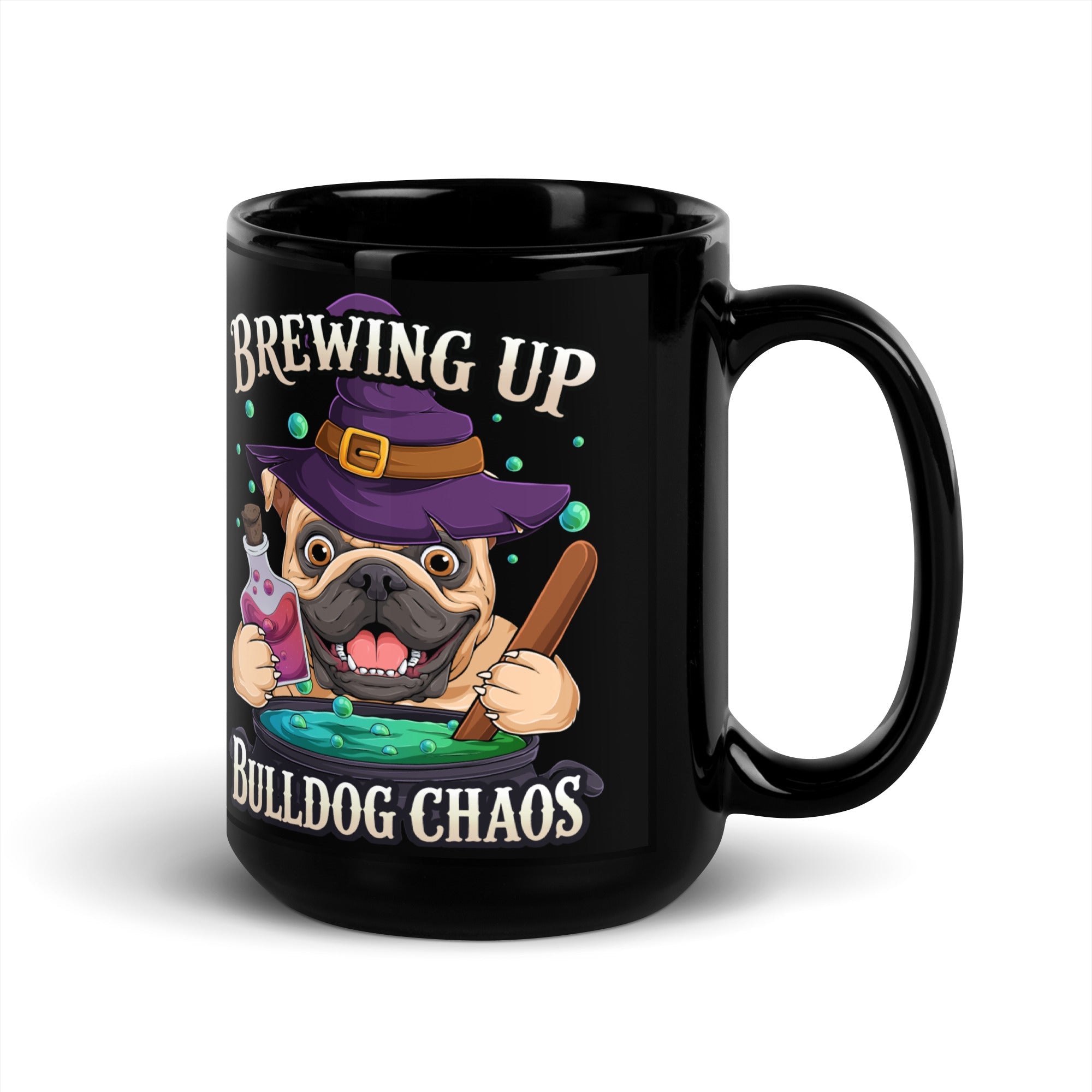 Brewing Up Bulldog Chaos English Bulldog Mug (15oz)