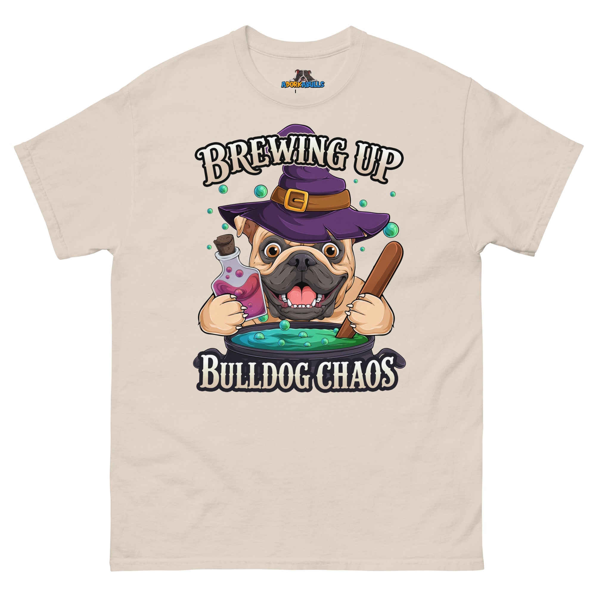 Brewing Up Bulldog Chaos Men’s English Bulldog Tee