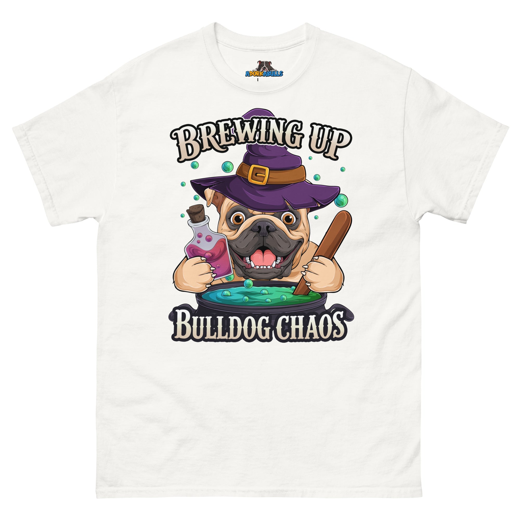 Brewing Up Bulldog Chaos Men’s English Bulldog Tee