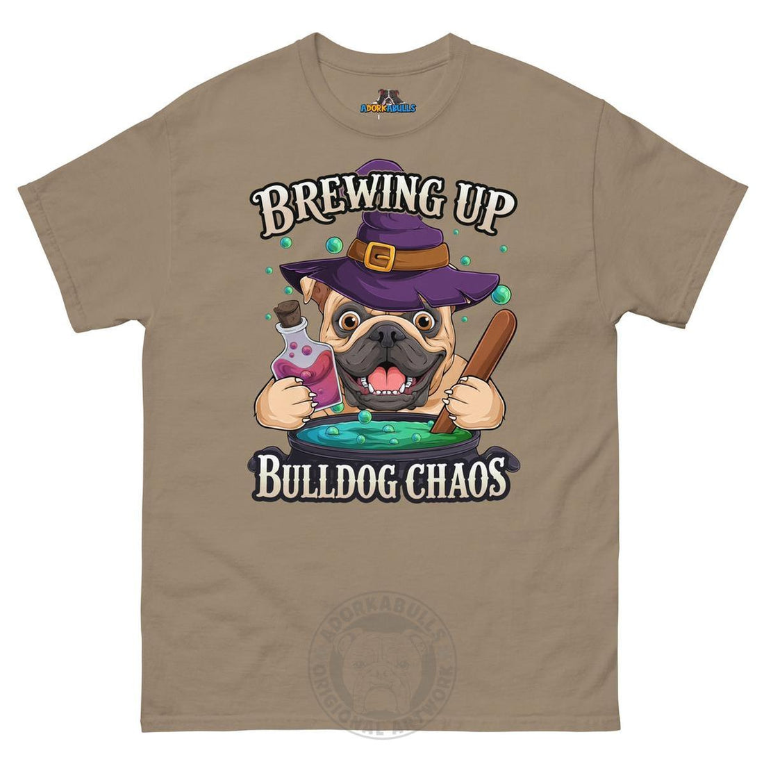 Brewing Up Bulldog Chaos Men’s English Bulldog Tee