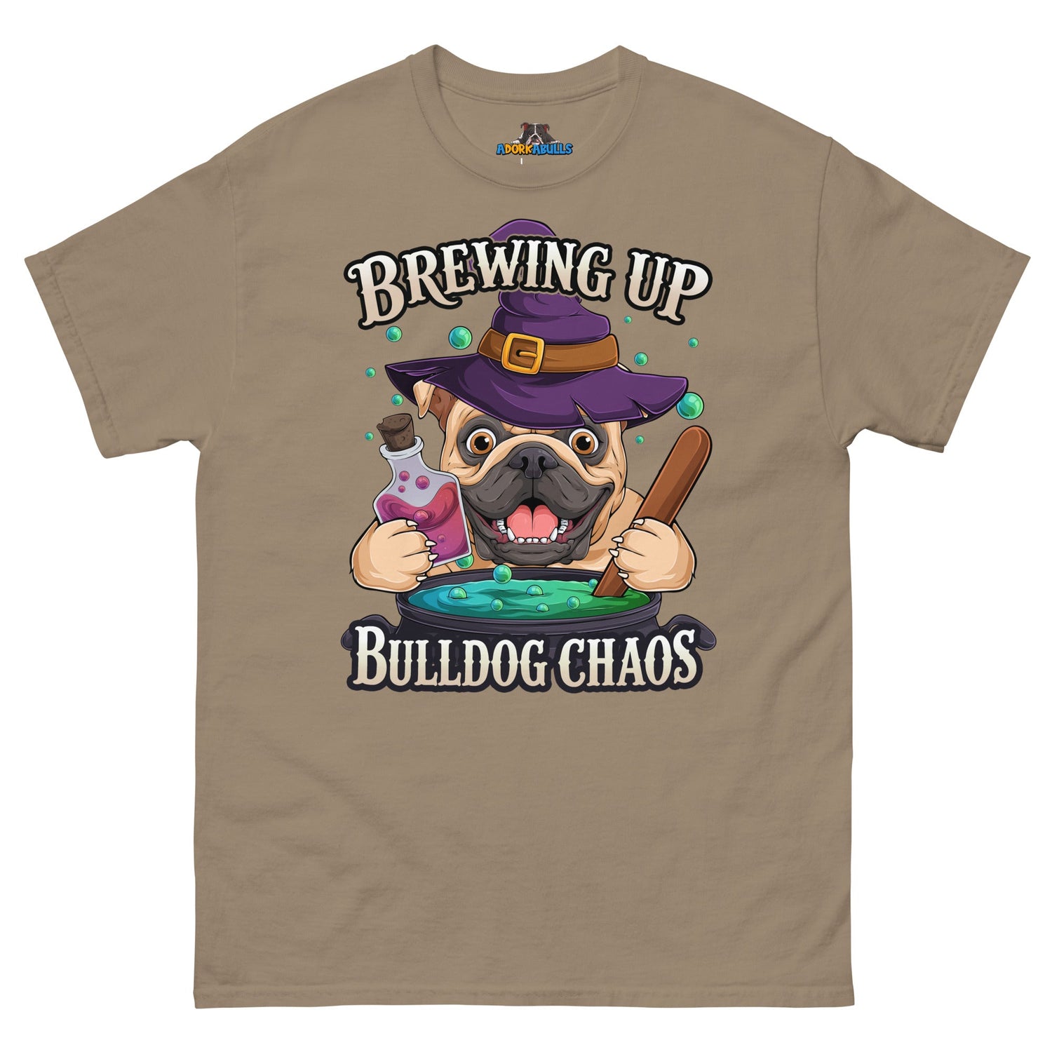 Brewing Up Bulldog Chaos Men’s English Bulldog Tee