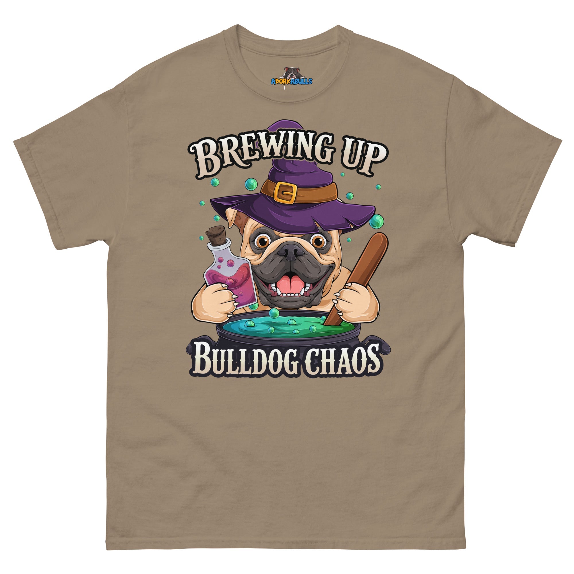 Brewing Up Bulldog Chaos Men’s English Bulldog Tee