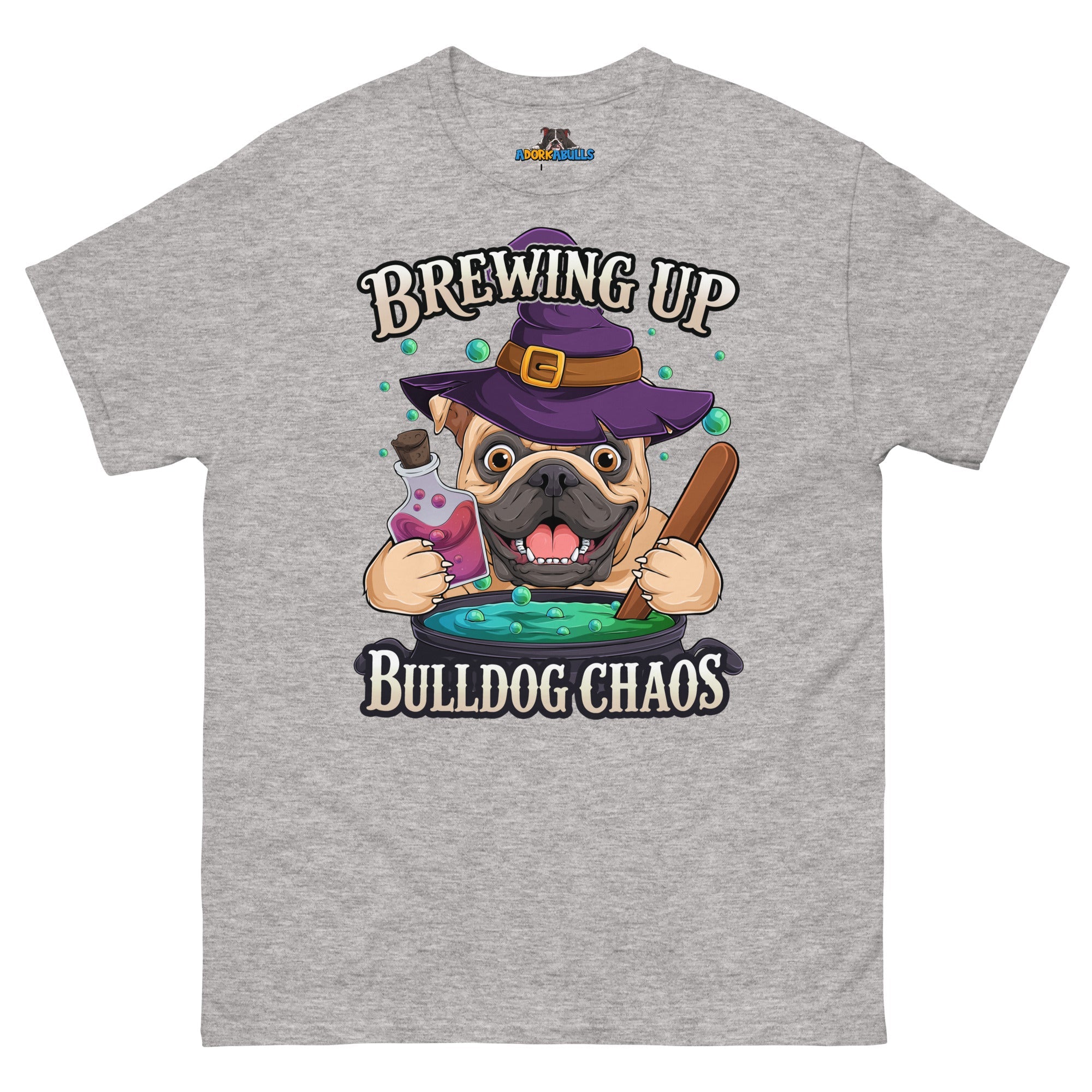 Brewing Up Bulldog Chaos Men’s English Bulldog Tee