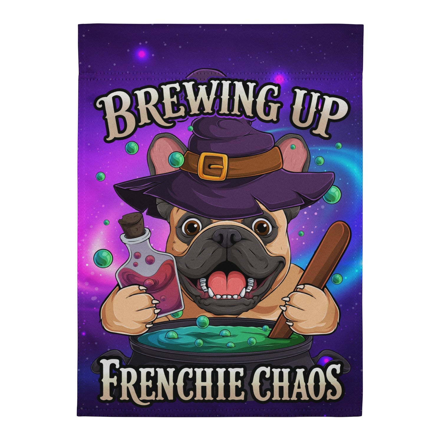 Brewing Up Frenchie Chaos French Bulldog Garden Flag